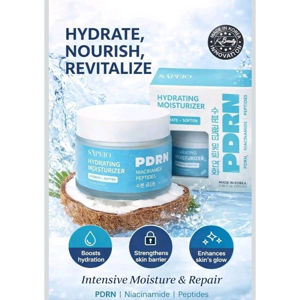 Sapeio PDRN Hydrating Moisturizer Niacinamide + Peptides 3.38fl. New K Beauty